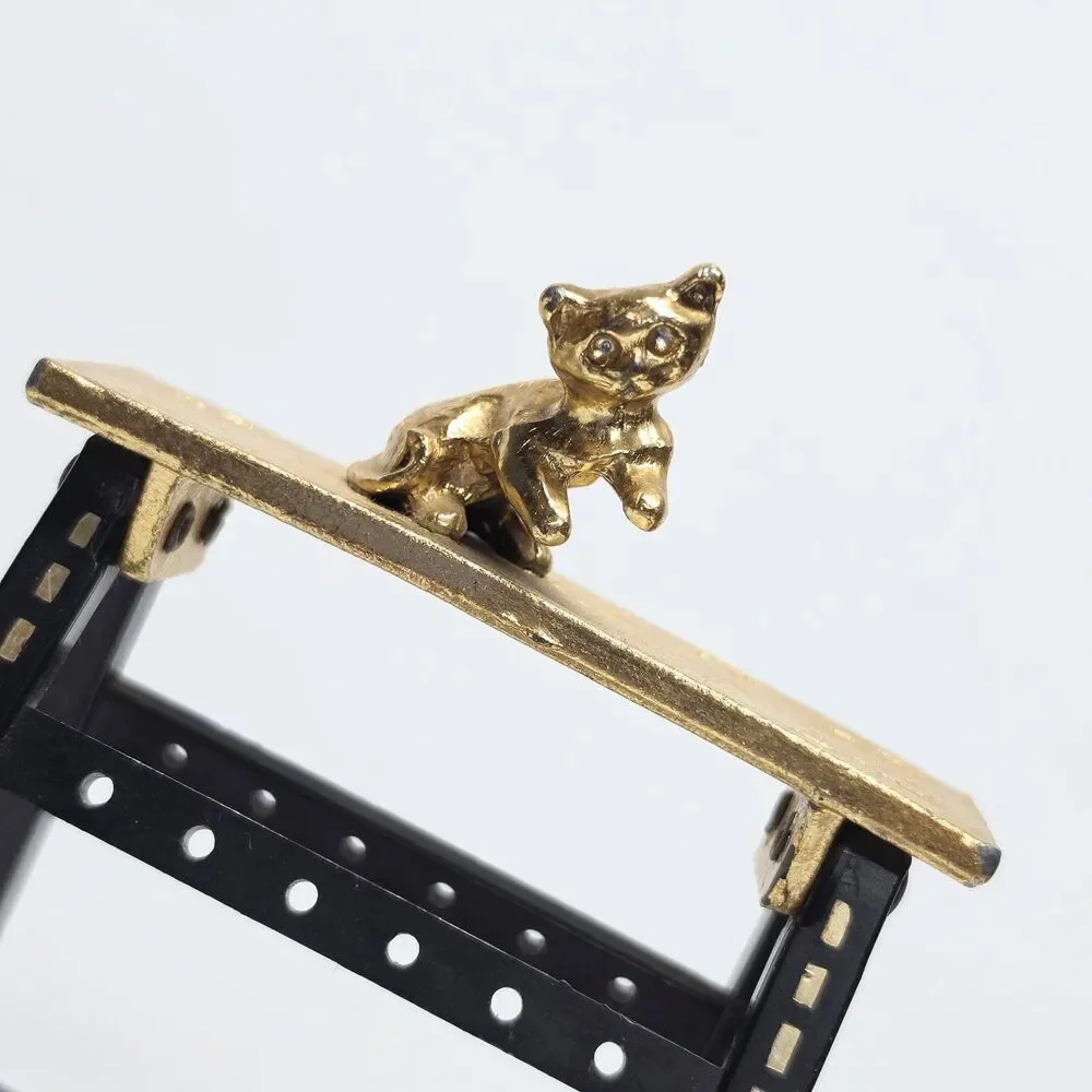 Vintage Jameco Gold Tone Kitten Cat Black Ladder Earrings Holder Stand Organizer